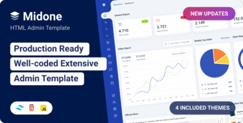Midone – Premium Tailwind CSS Admin Template with Alpine.js